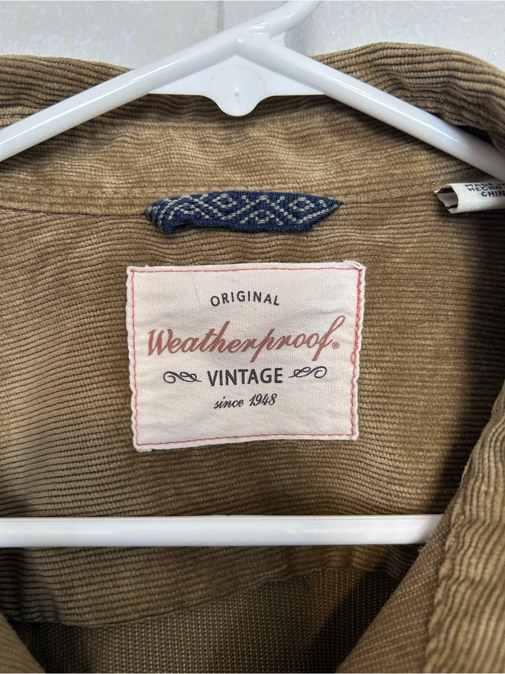 Weatherproof Vintage-|Inspired Olive Corduroy Button-Down Shirt | Size Large